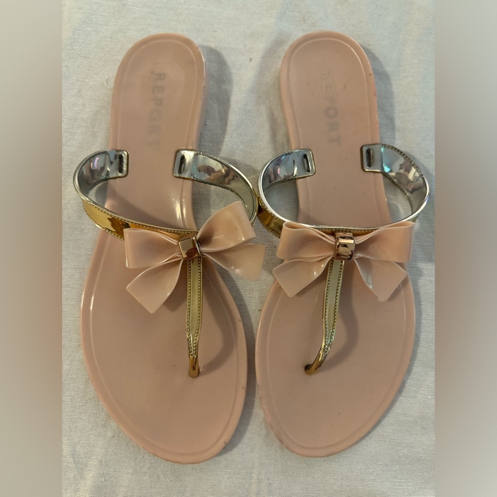 Report Jelly Sandal Y2K Womens 10 Nude Blush Bow